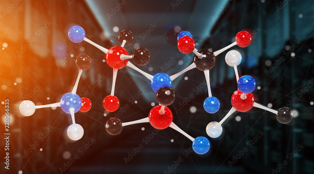 现代数字分子结构3D渲染