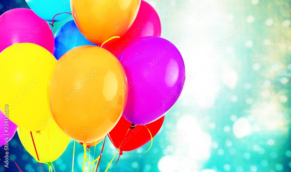 Bunch of colorful balloons on white background