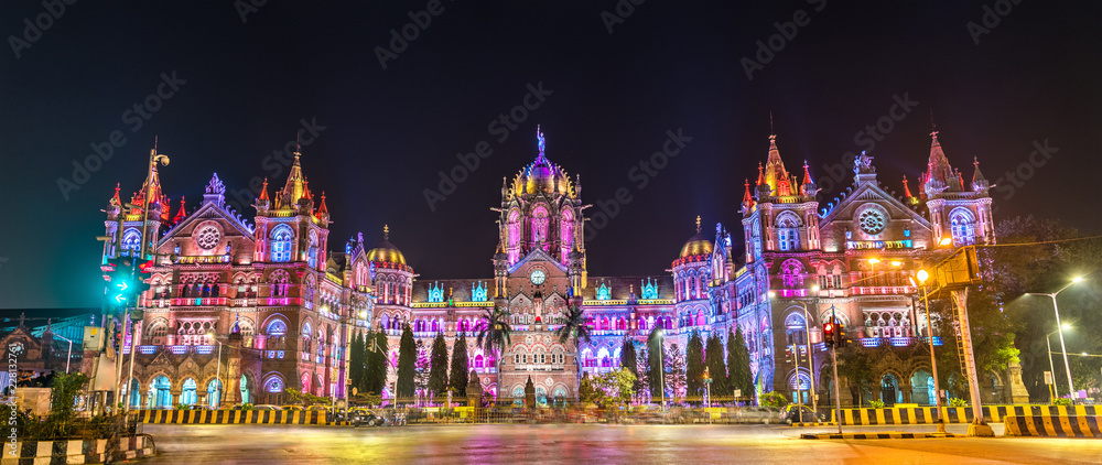 Chhatrapati Shivaji Maharaj Terminus, a UNESCO world heritage site in Mumbai, India