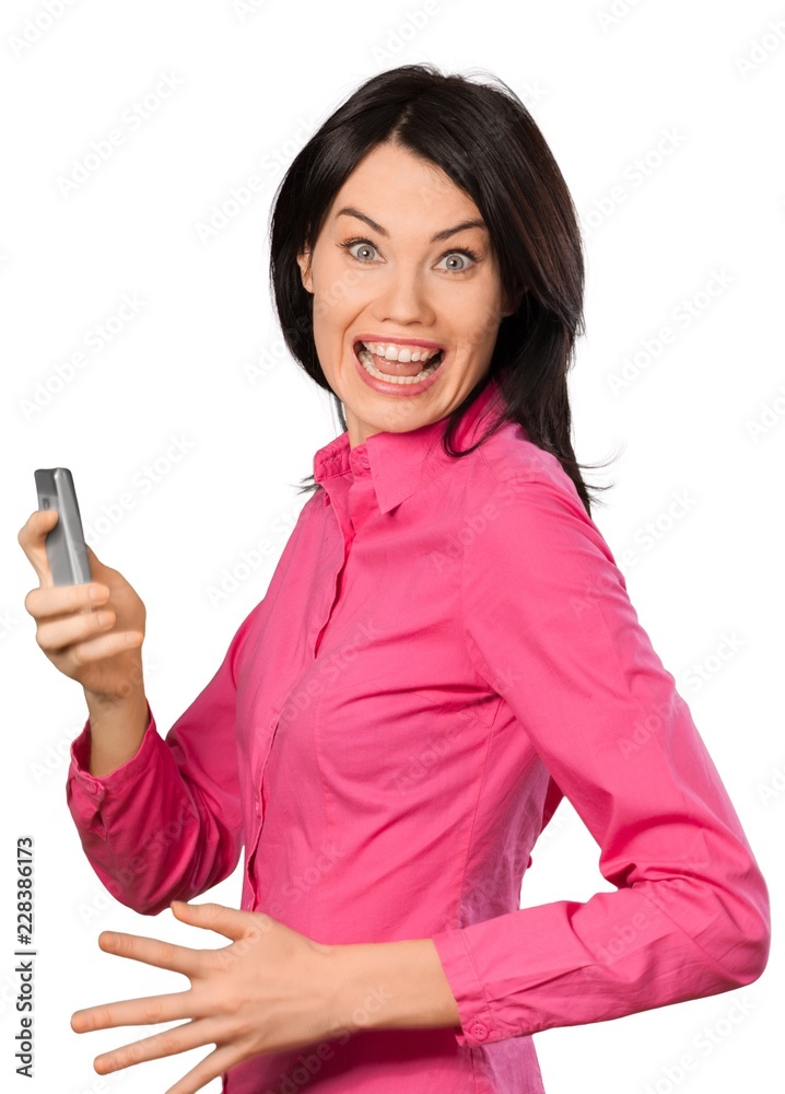 young woman holding a mobilephone