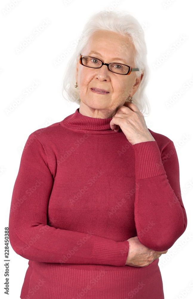 Portrait of old Woman, Isolated on Transparent Background