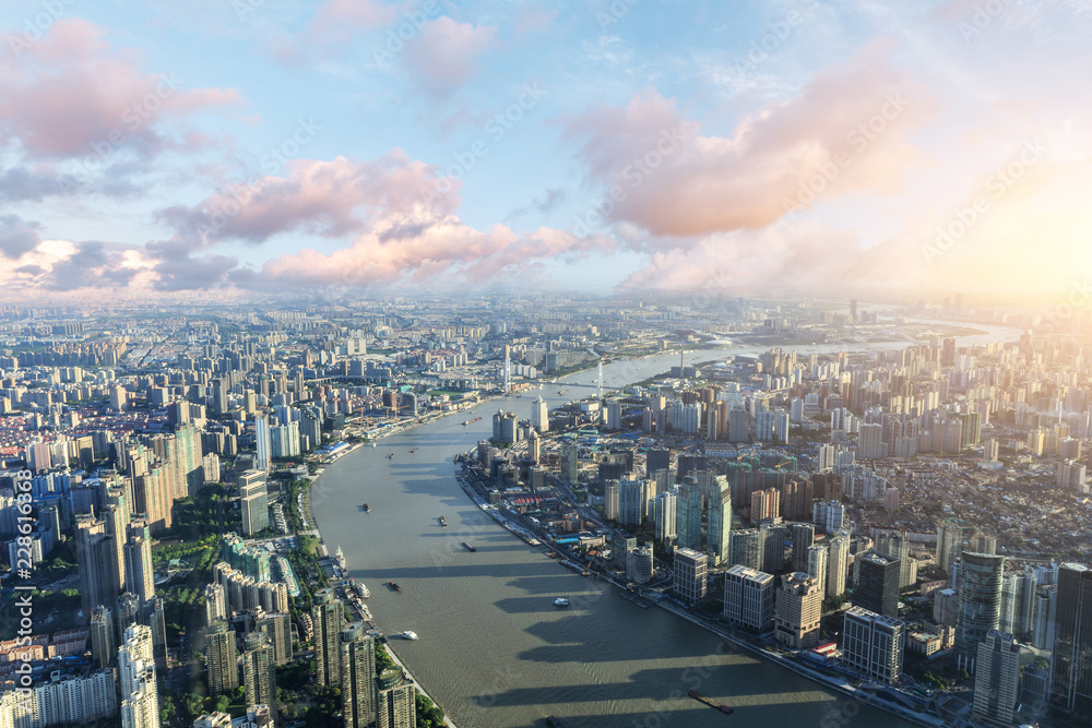 Aerial view of the Shanghai skyline