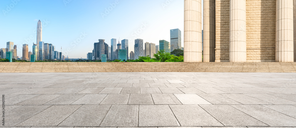 City square floor and modern commercial building scenery in Shenzhen