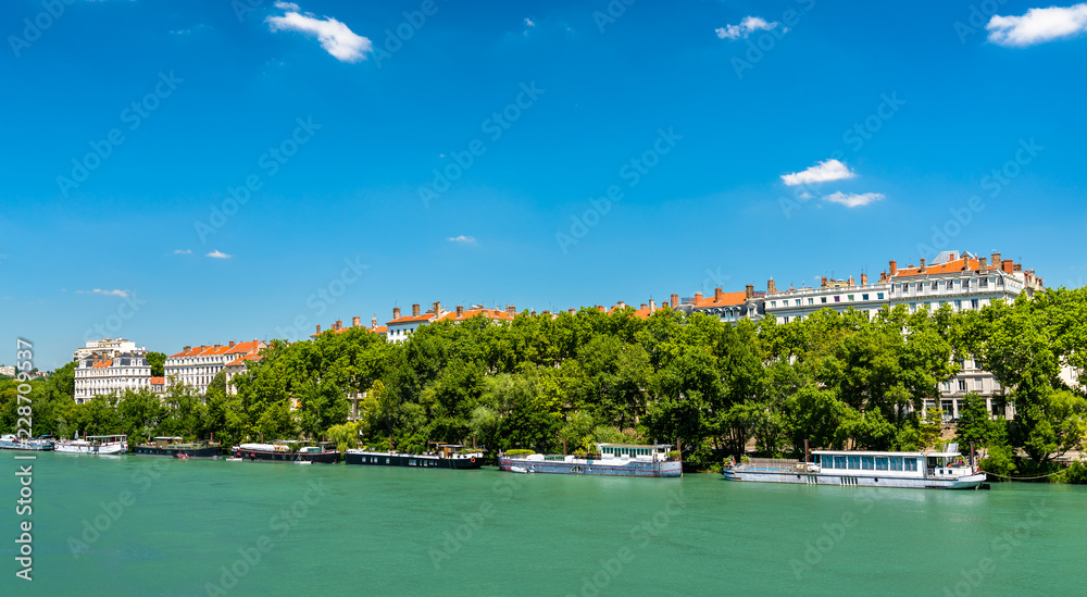 The Rhone Riverside in Lyon, France