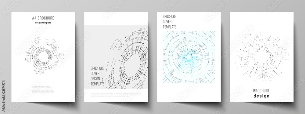 A4格式封面的矢量布局为小册子、传单、小册子和报告的模型设计模板。
