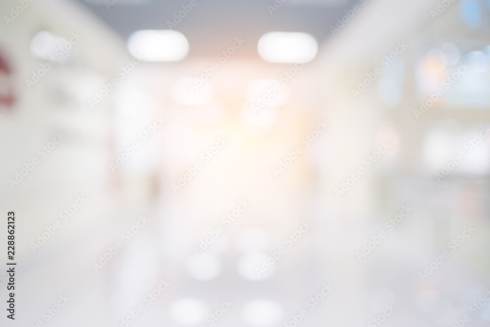 abstract blur image background of clinic hospital walkway corridor