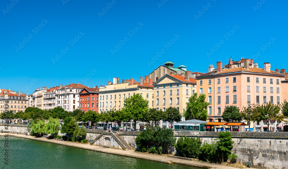 Riverside of the Saone in Lyon, France