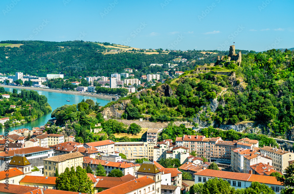 Aerial view of Vienne with its castle. France