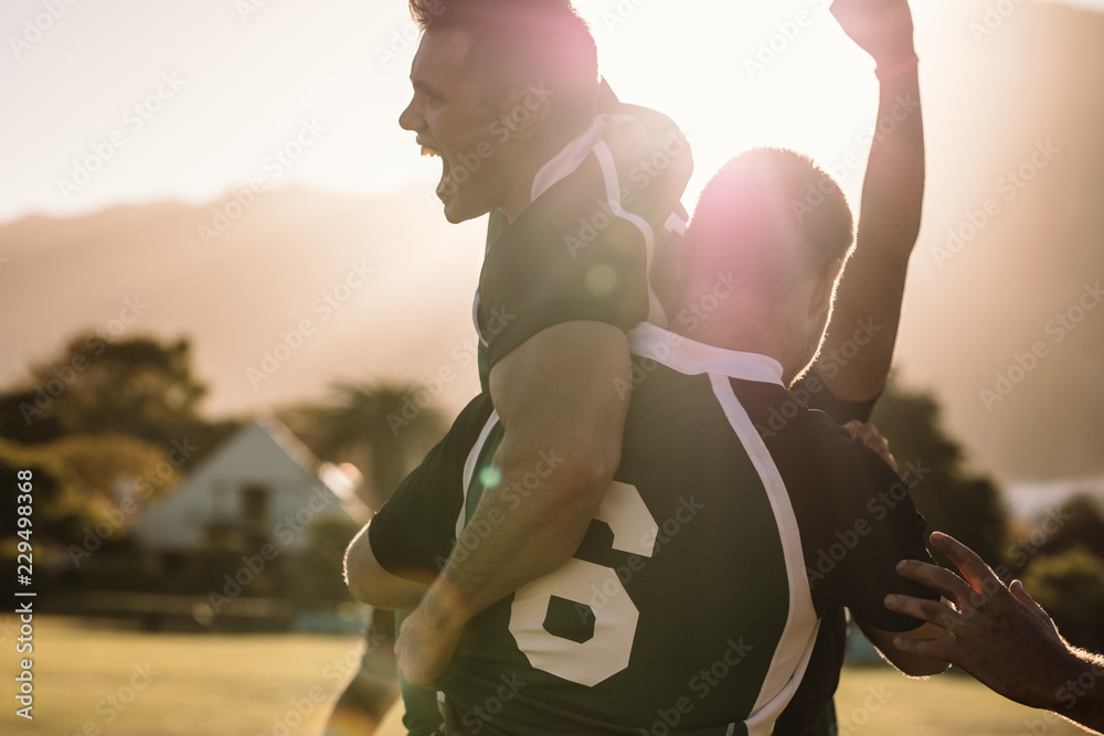 Rugby champions celebrating victory