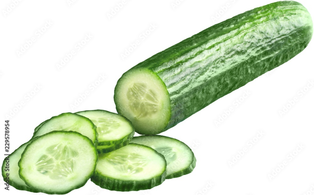 Cucumber and Sliced Cucumber - Isolated