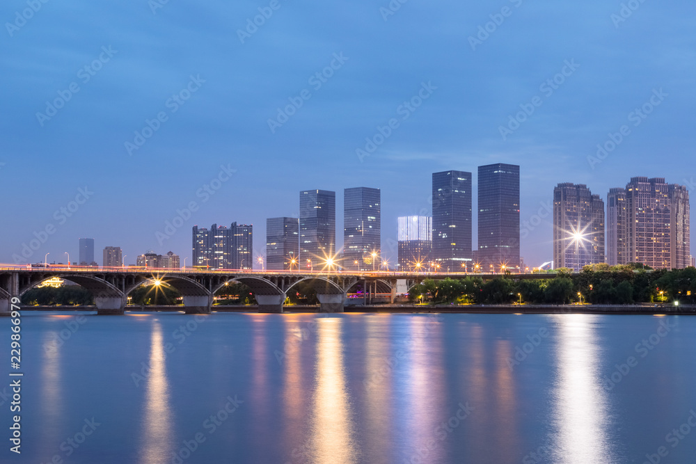 夜幕下的长沙城市景观