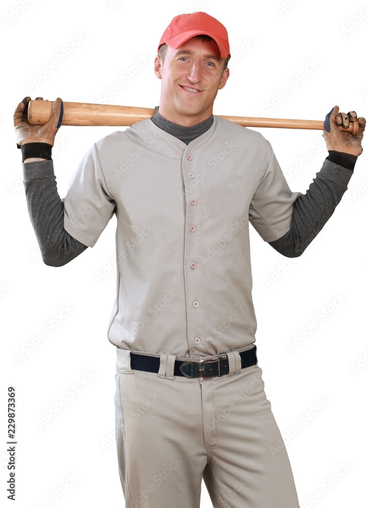 Baseball Player Holding a Bat - Isolated