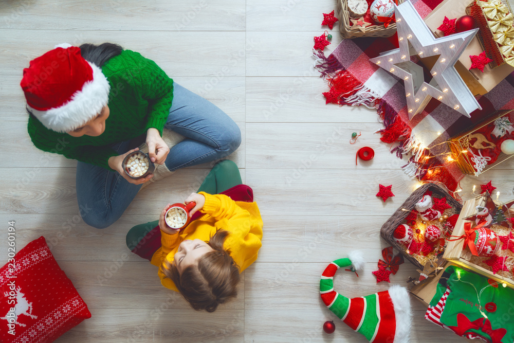 family preparing for Christmas