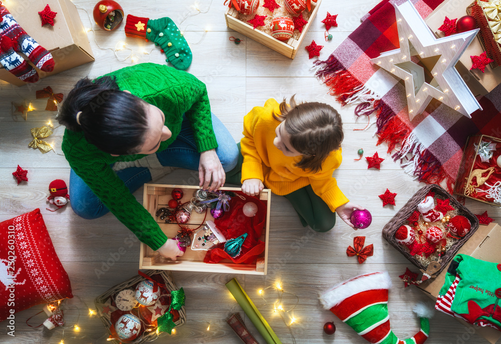 family preparing for Christmas