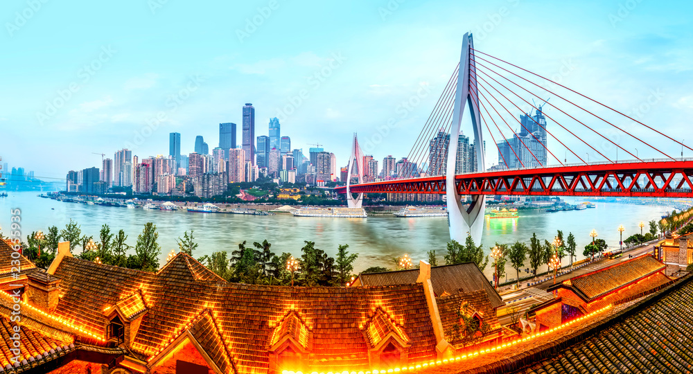 Skyline of urban architectural landscape in Chongqing..