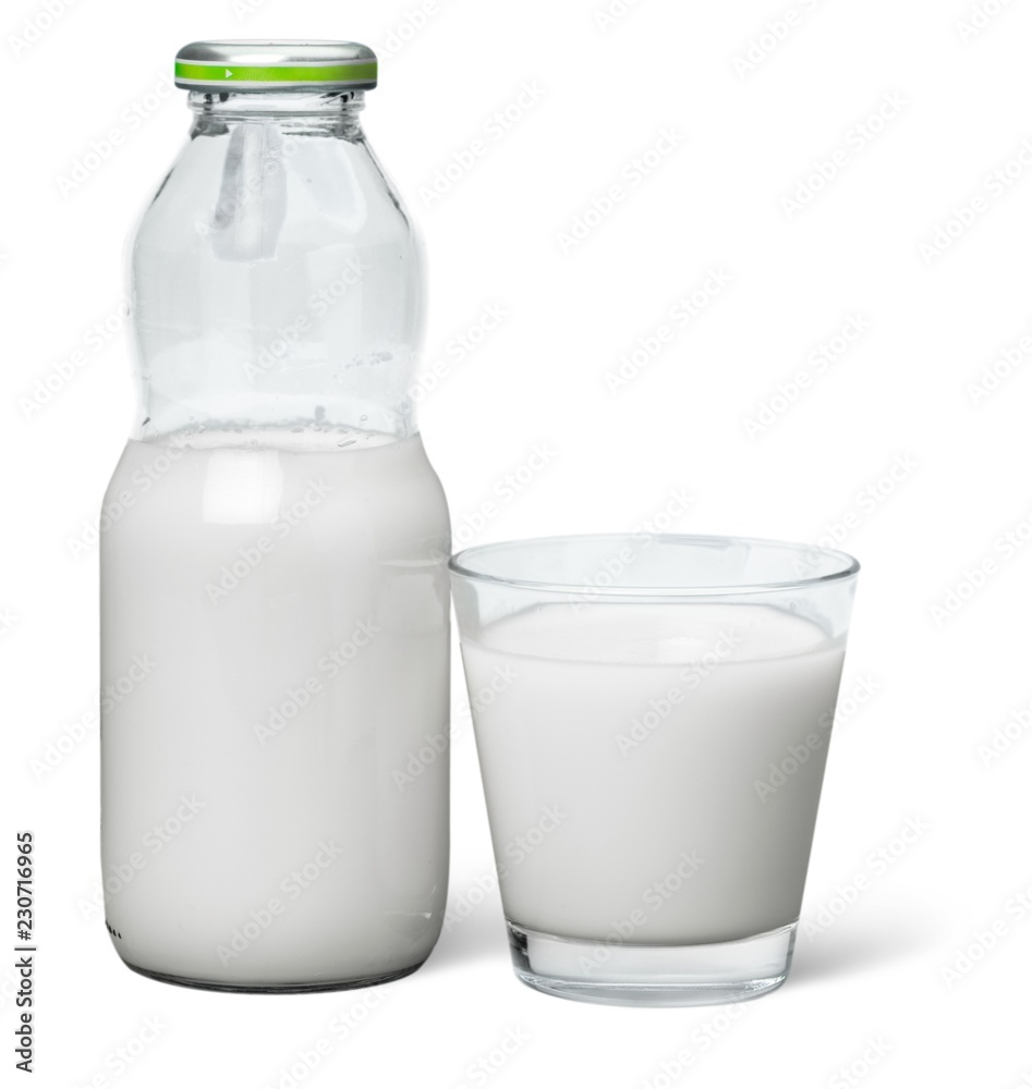 Milk Bottle and Glass