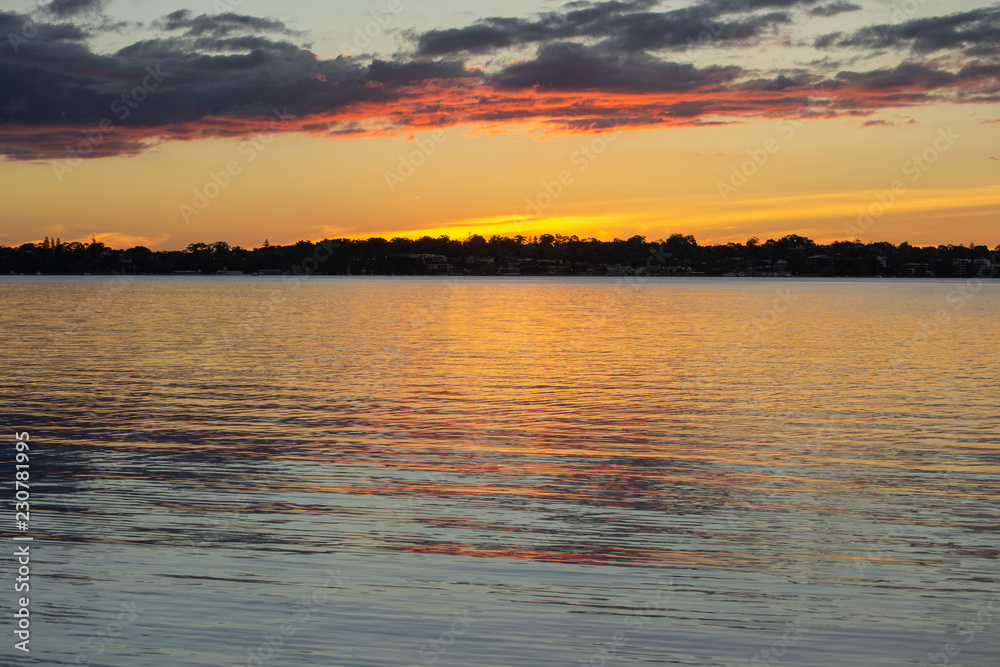 Swan river landscape at sunset