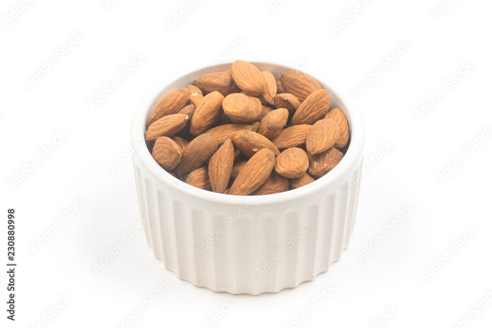 Raw Almonds peeled in a bowl