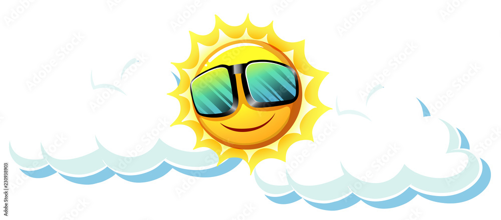 Fun sun with sunglasses