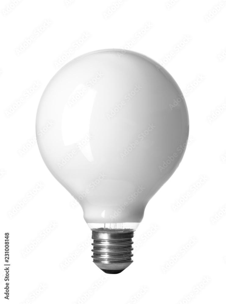 Modern light bulb on white background