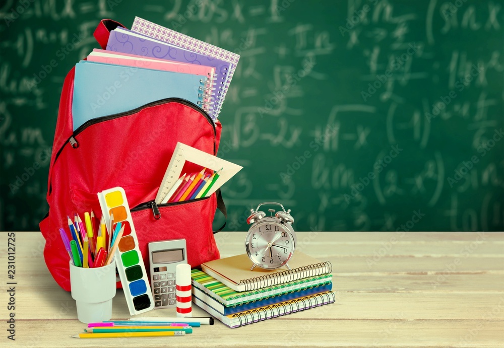 School bag with supplies