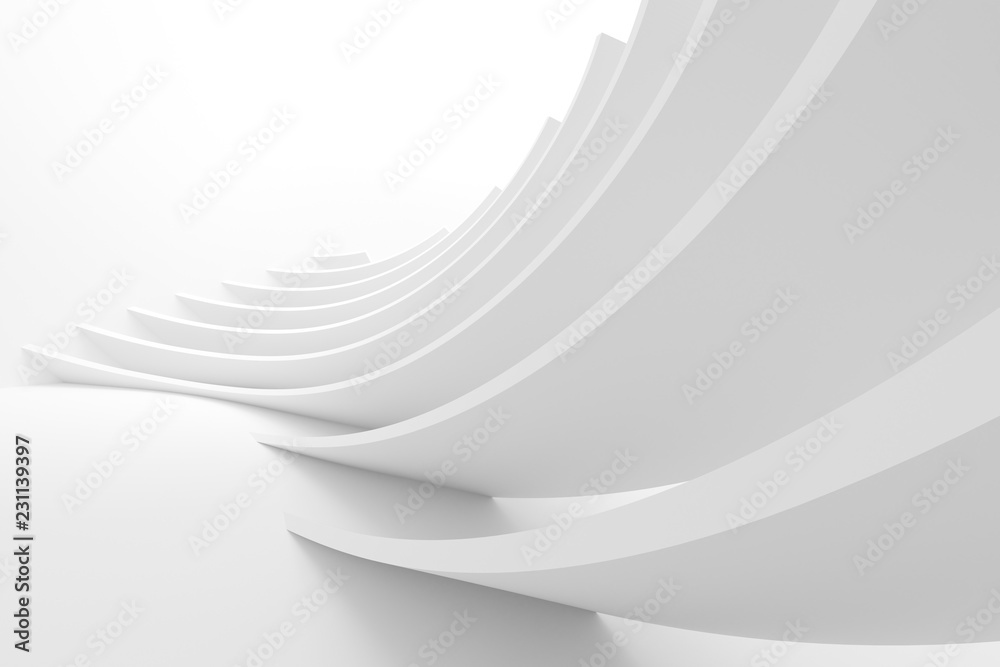 White Architecture Circular Background. Abstract Building Design