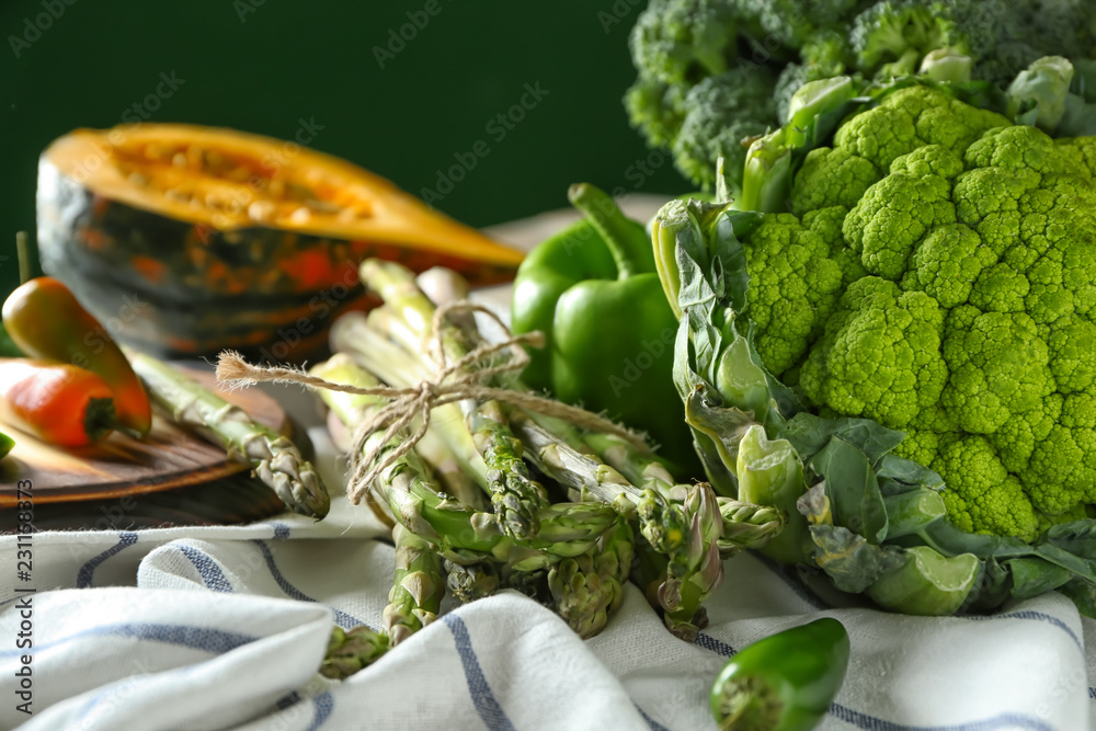 Various fresh vegetables on table