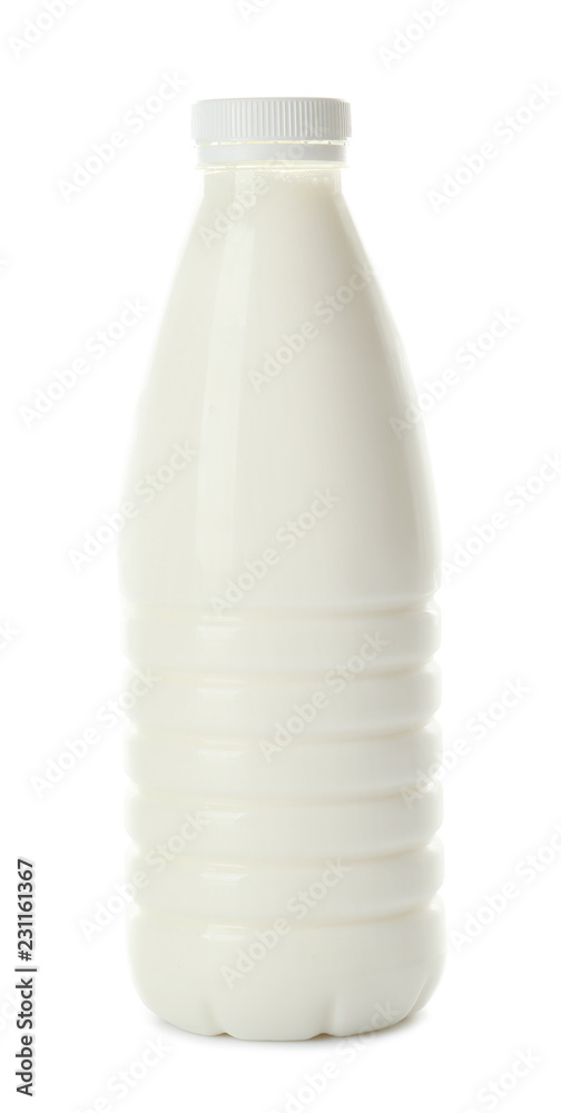 Bottle of milk on white background