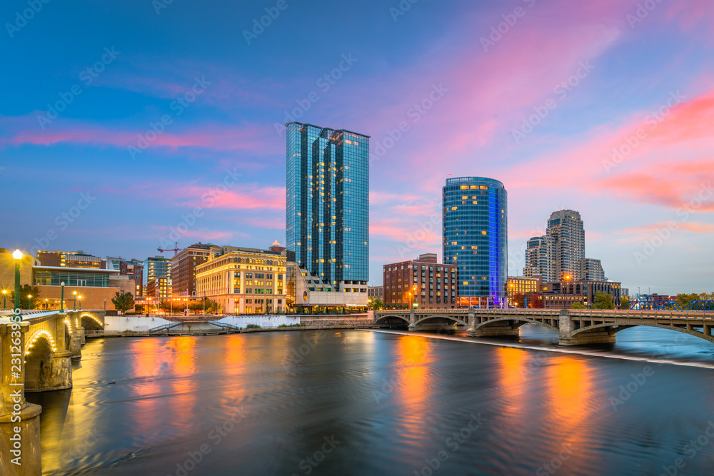 Grand Rapids, Michigan, USA Downtown Skyline