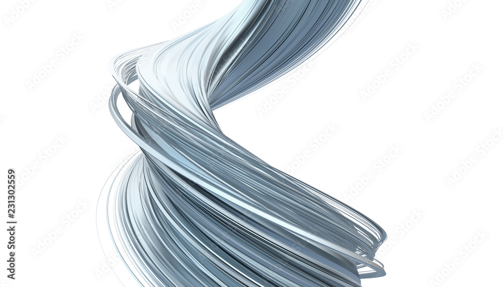 Abstract 3d rendering of twisted lines. Modern background design, illustration of a futuristic shape