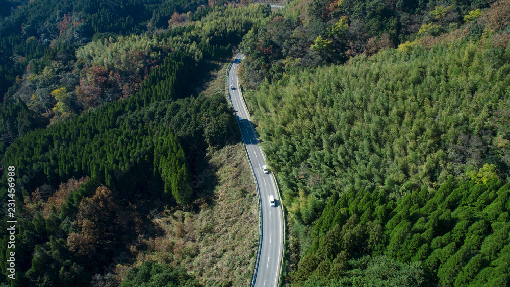 道路　ドローン撮影