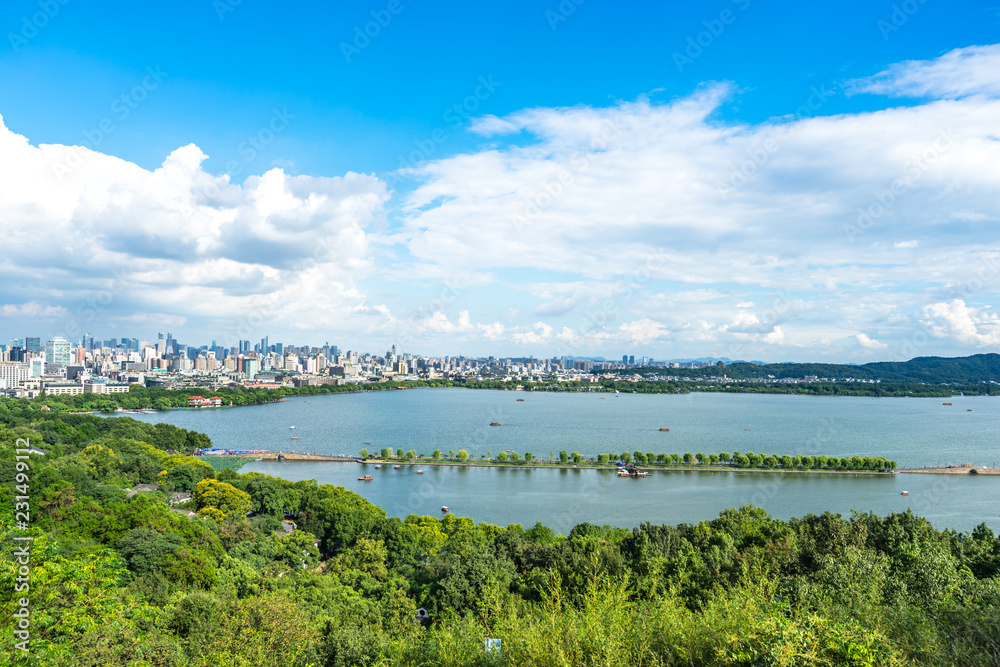 landscape of west lake in hangzhou china