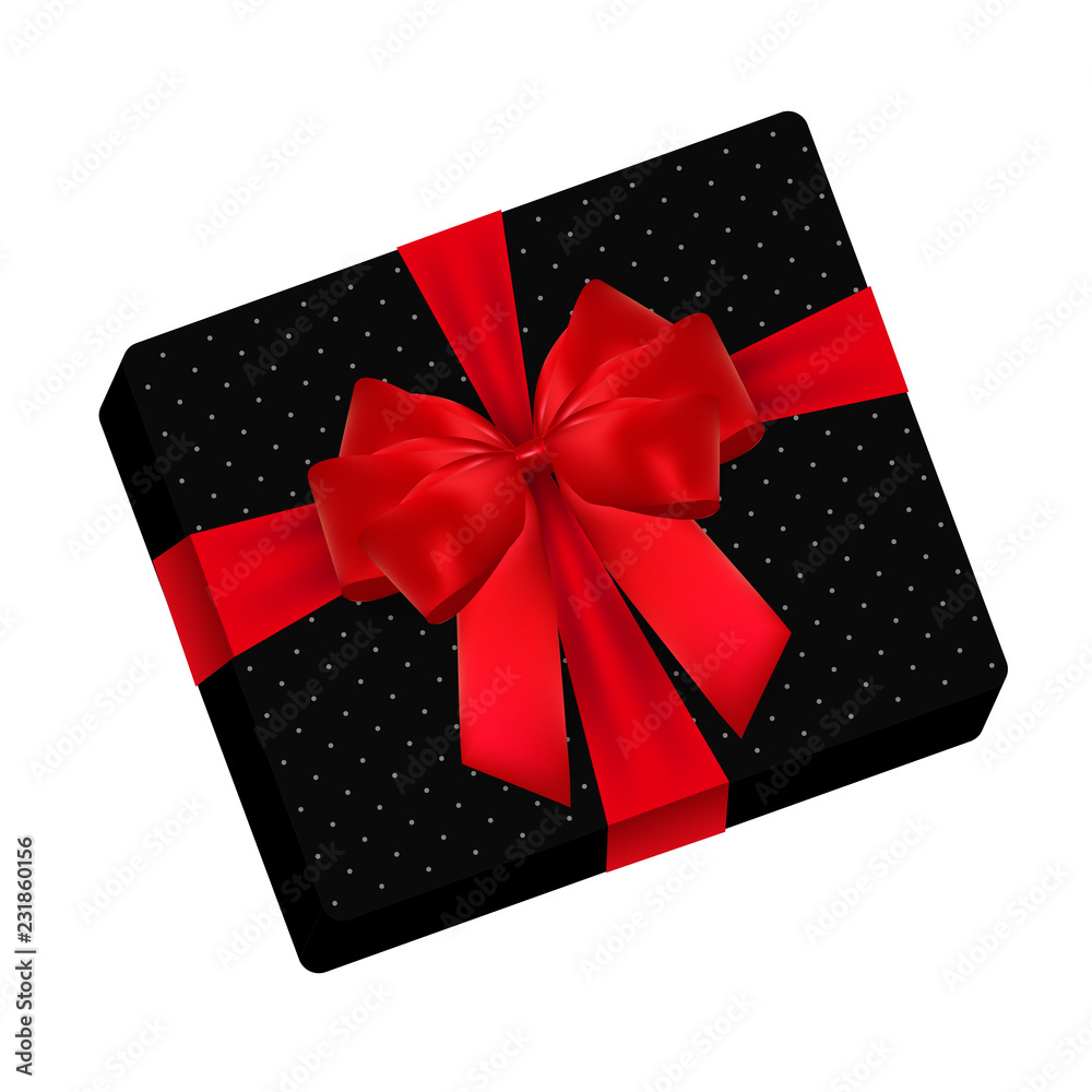 Gift Box with Bow Vector Illustration