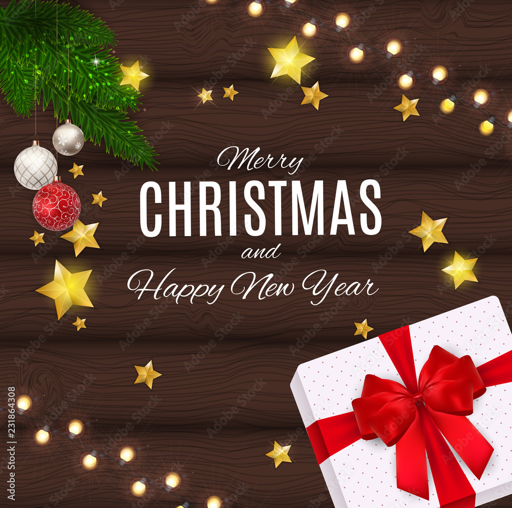 Merry Christmas and New Year Background. Vector Illustration