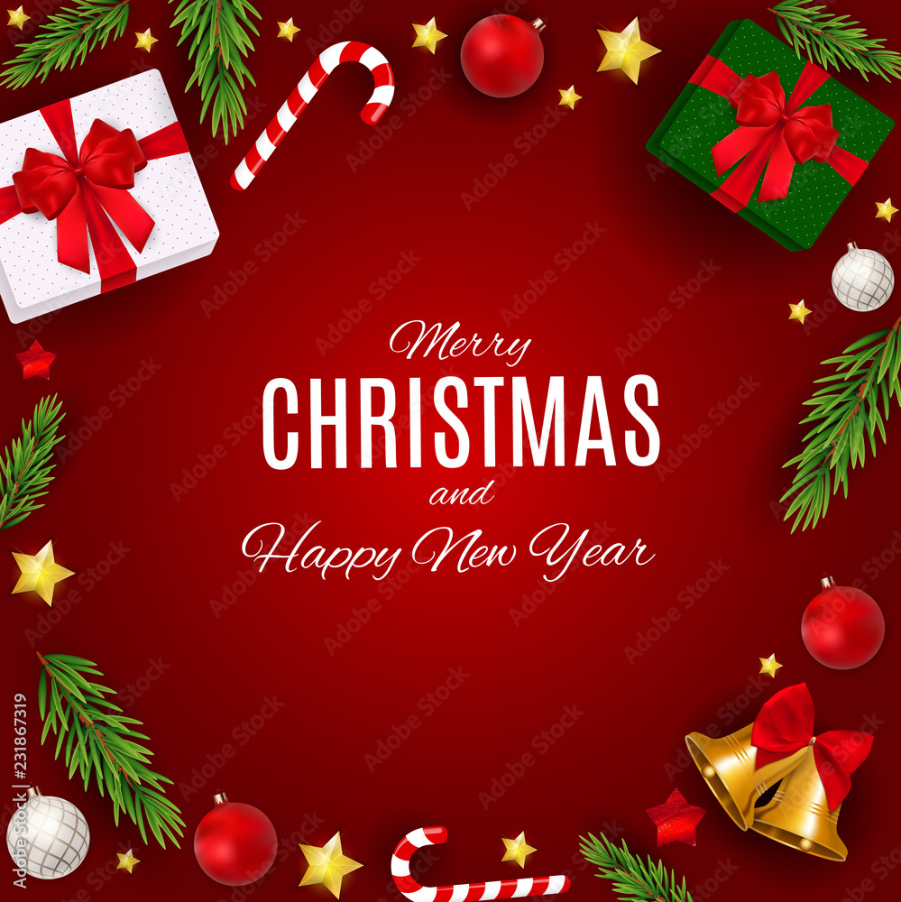 Merry Christmas and New Year Background. Vector Illustration