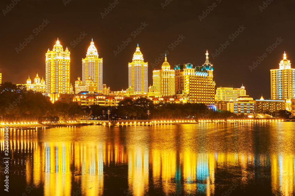 中国内蒙古自治区满洲里的夜景。