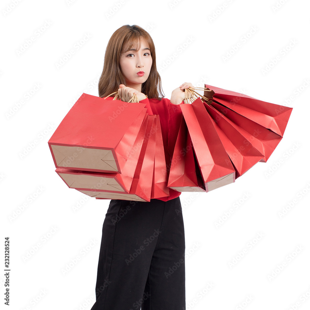 young woman with red umbrella