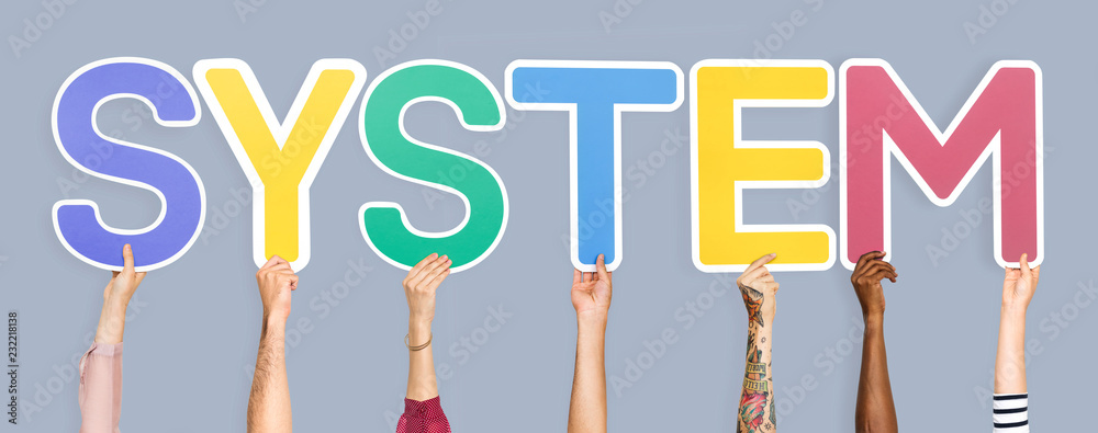 Colorful letters forming the word system