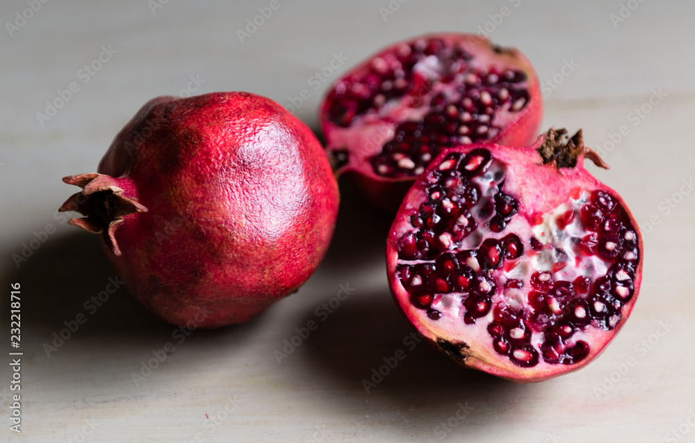 Fresh pomegranate on a table