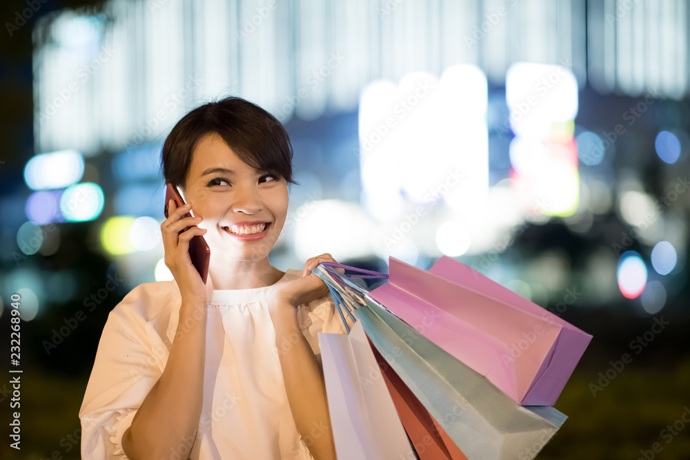 woman speak phone happily