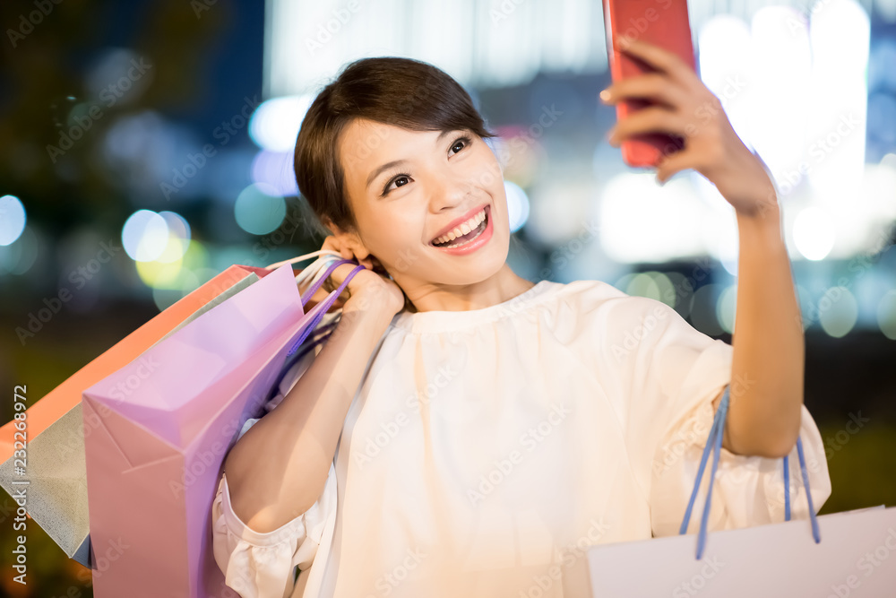 woman selfie happily