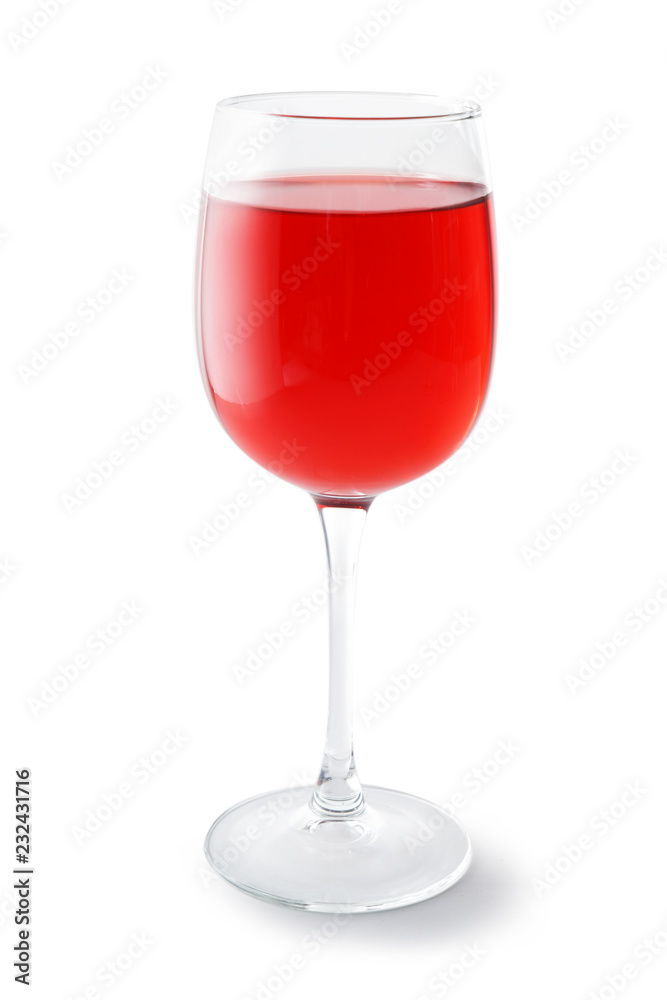 Glass of tasty wine on white background