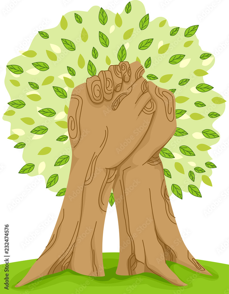 Tree Hand Hold Illustration