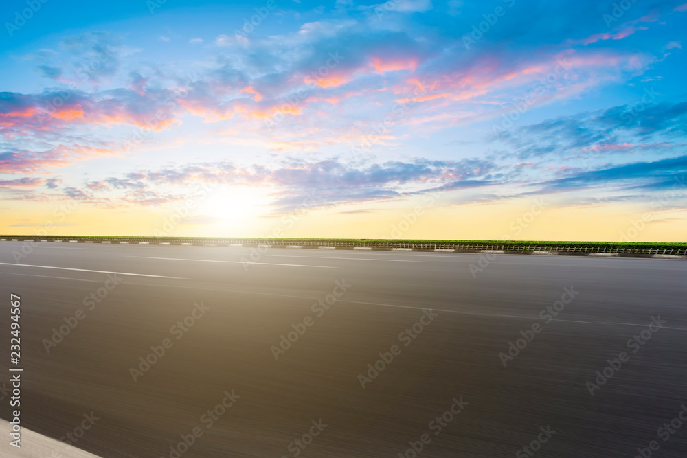 Sky Highway Asphalt Road and beautiful sky sunset scenery