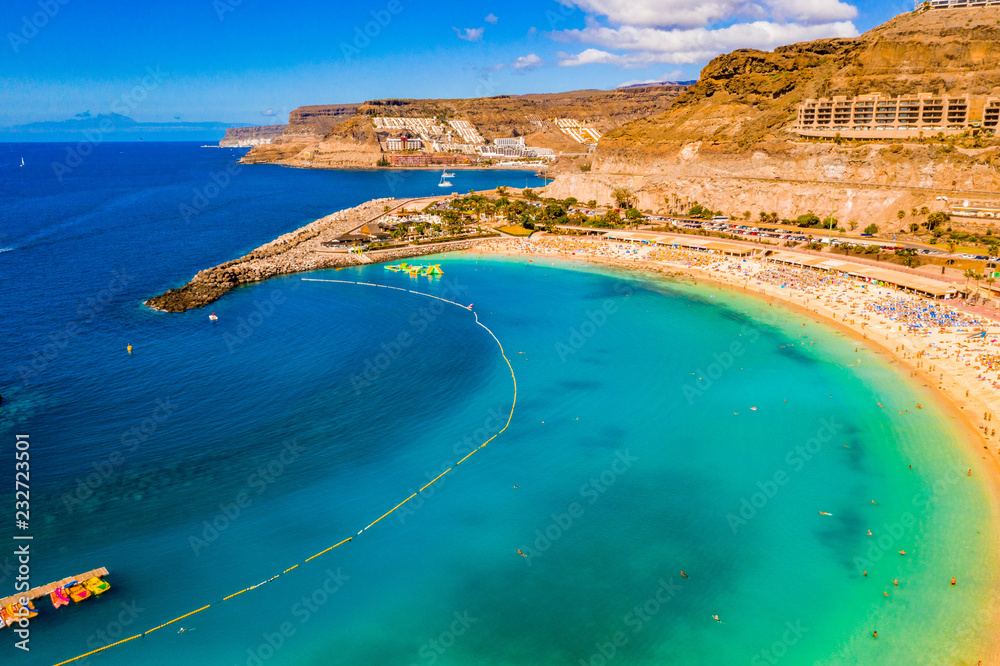 Aerial view of the Gran Canaria island near Amadores beach