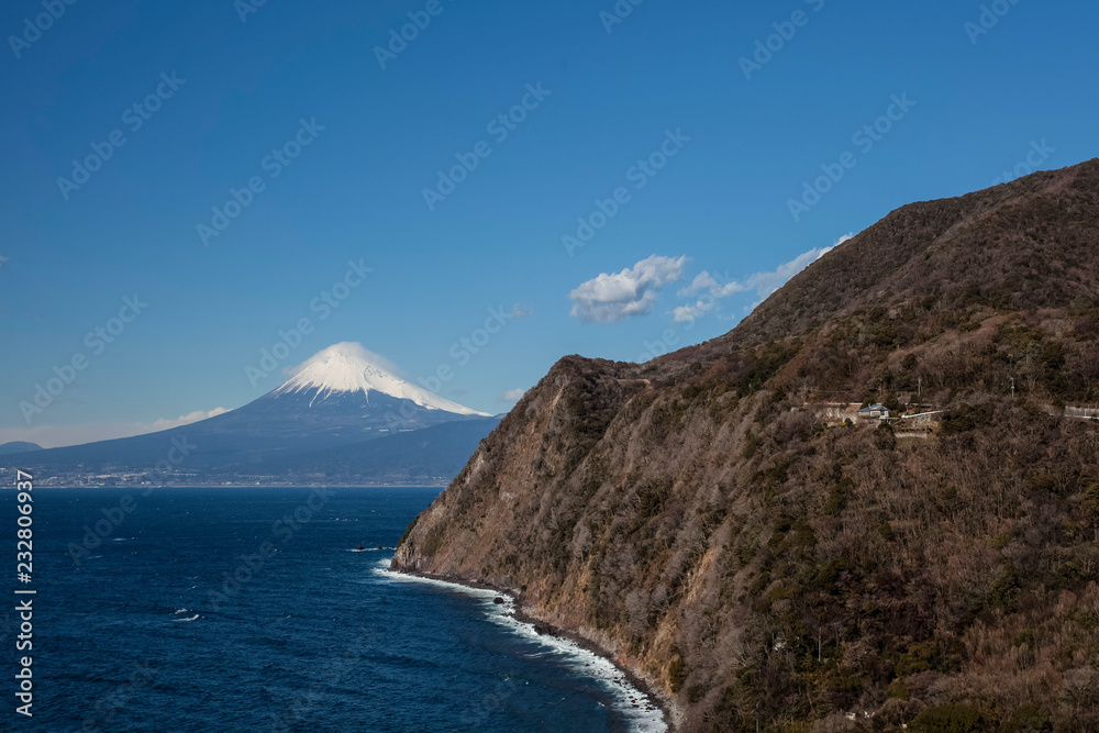 Mt. Fuji and suruga sea in winter season