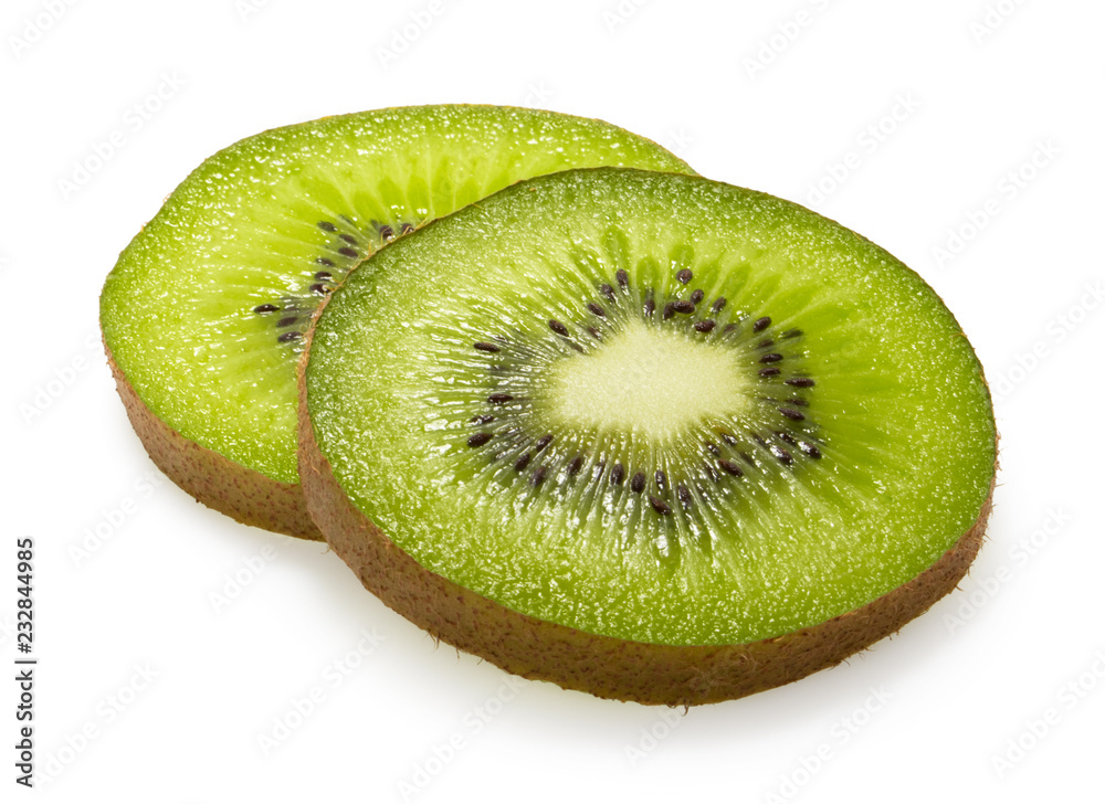 kiwi slices isolated on white background