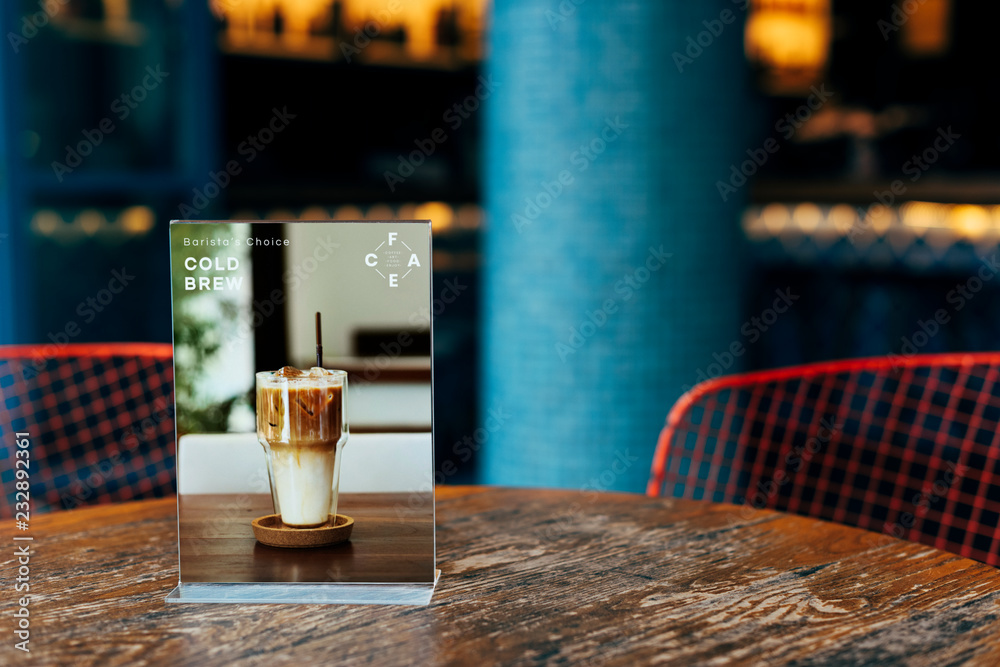 Mockup of a restaurant table sign board