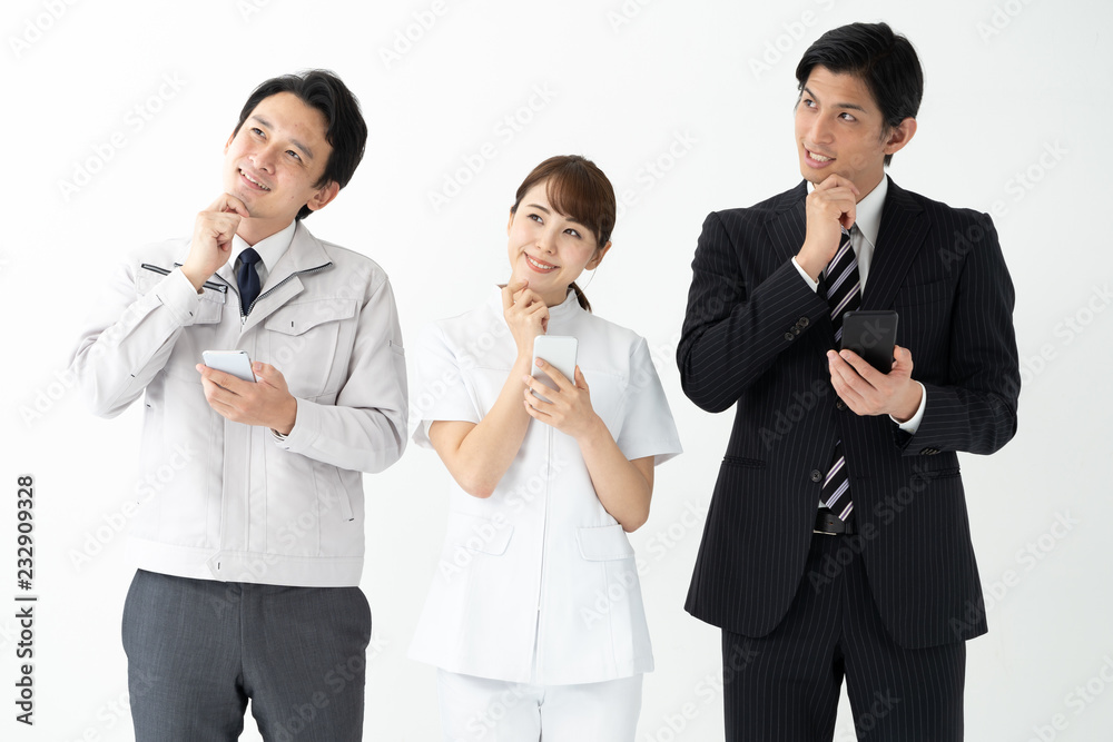 portrait of asian business people on white background