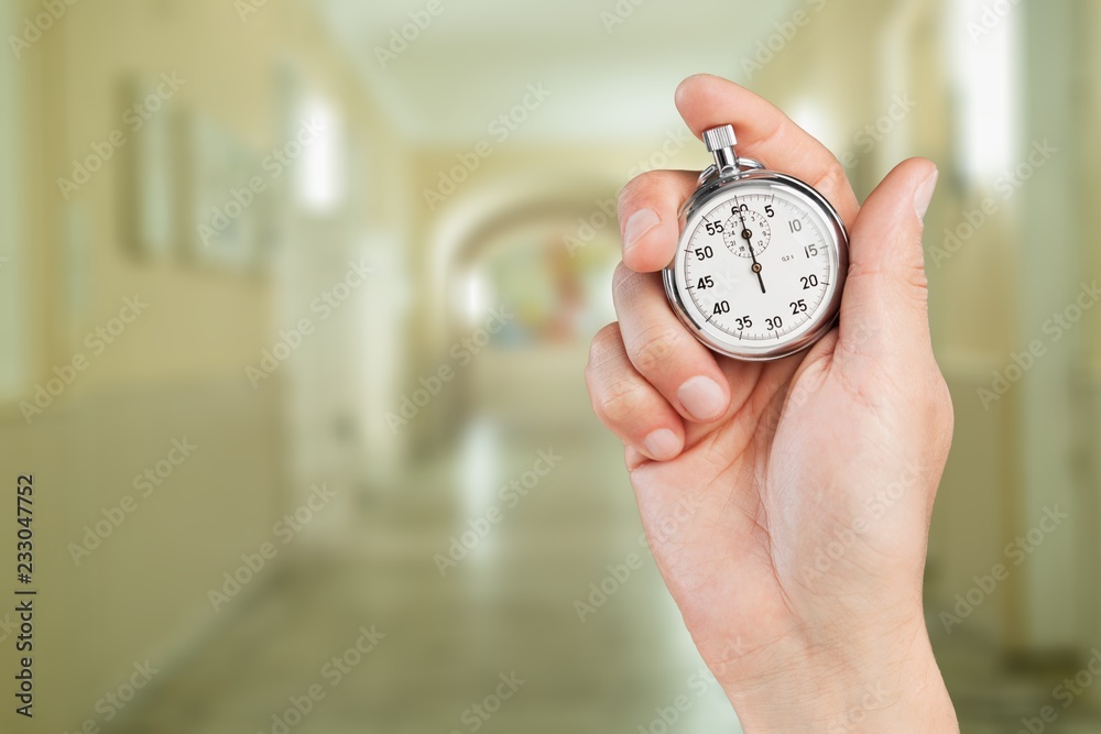 Close-up Stopwatch in Human Hand, Timer